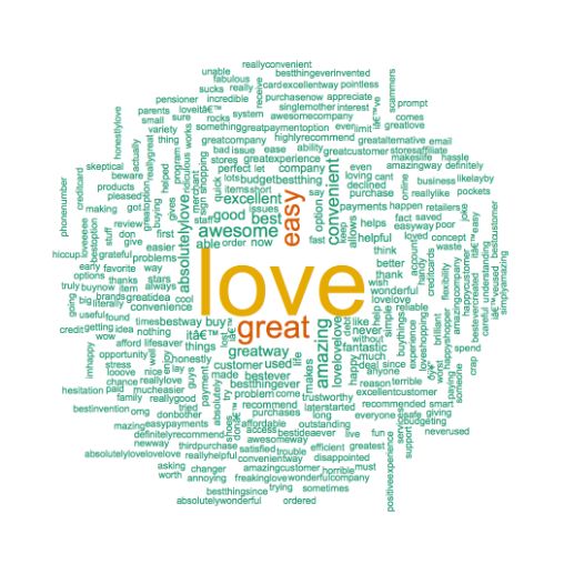 Positive Afterpay Word Cloud